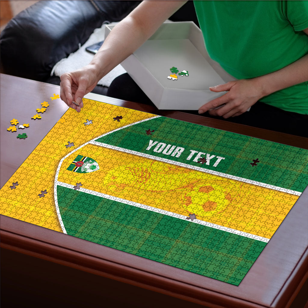 Dominica Football 2026 Custom Puzzle Sisserou Parrot Madras Pattern