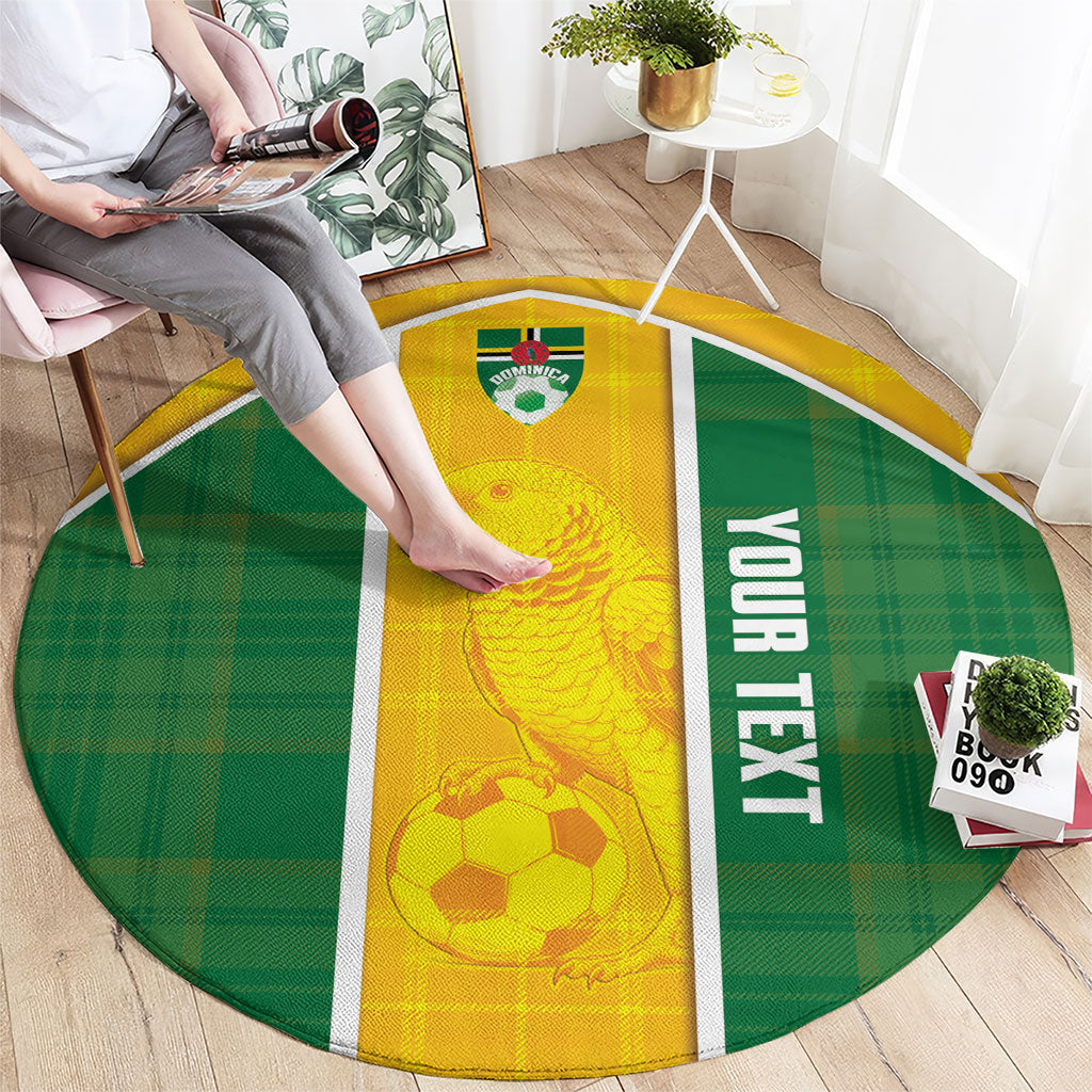 Dominica Football 2026 Custom Round Carpet Sisserou Parrot Madras Pattern