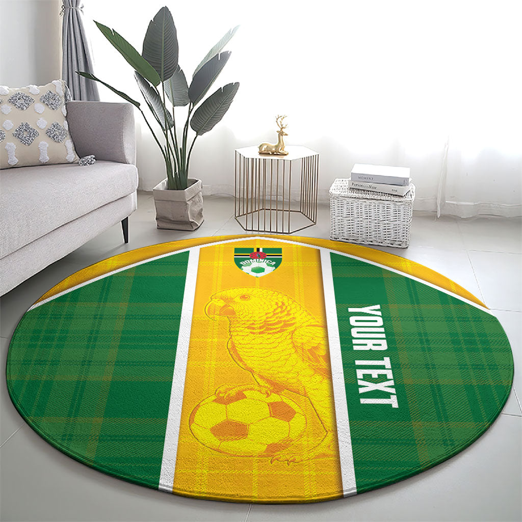 Dominica Football 2026 Custom Round Carpet Sisserou Parrot Madras Pattern