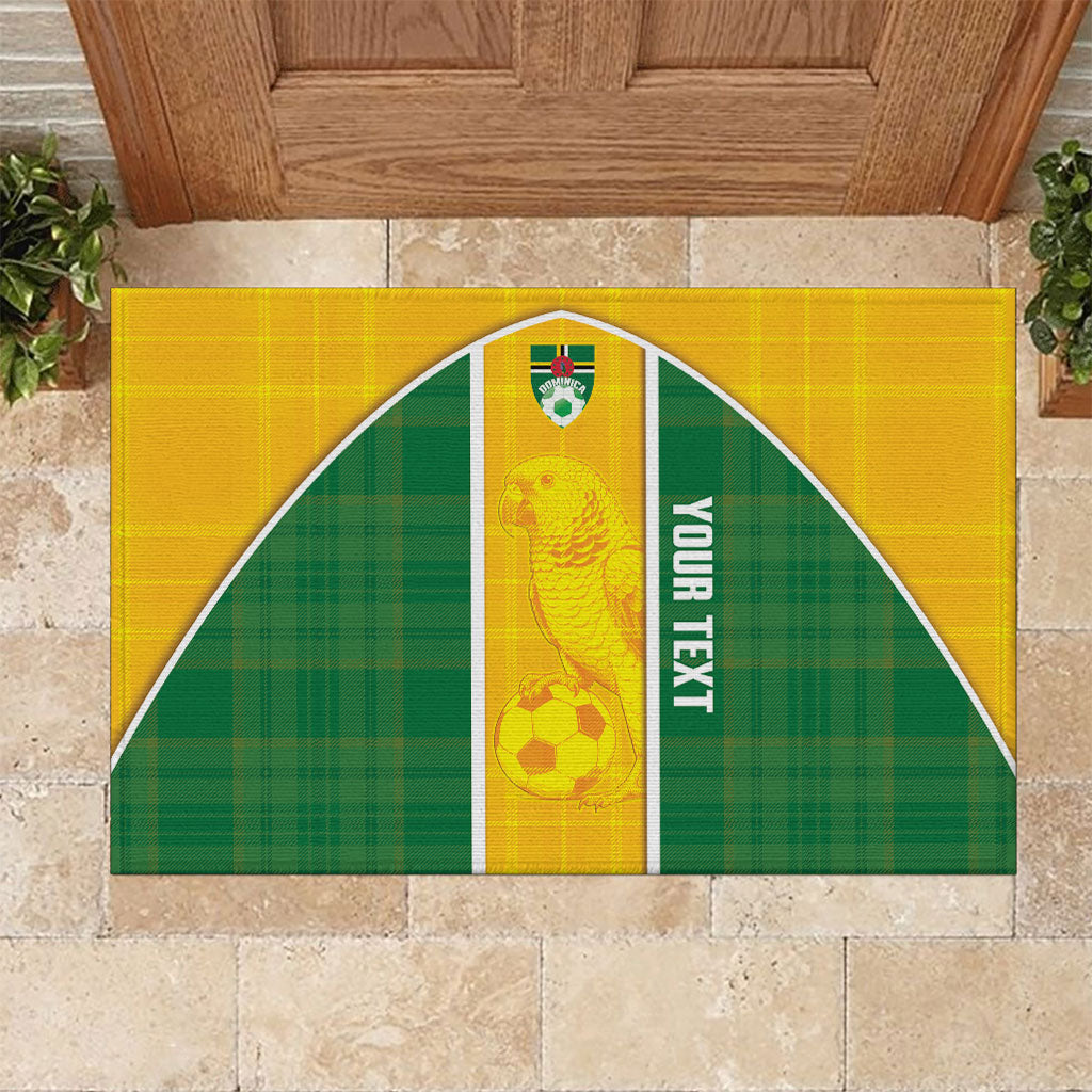 Dominica Football 2026 Custom Rubber Doormat Sisserou Parrot Madras Pattern