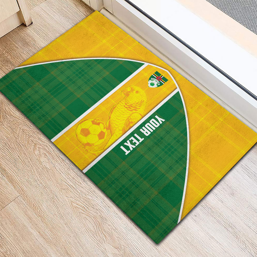 Dominica Football 2026 Custom Rubber Doormat Sisserou Parrot Madras Pattern
