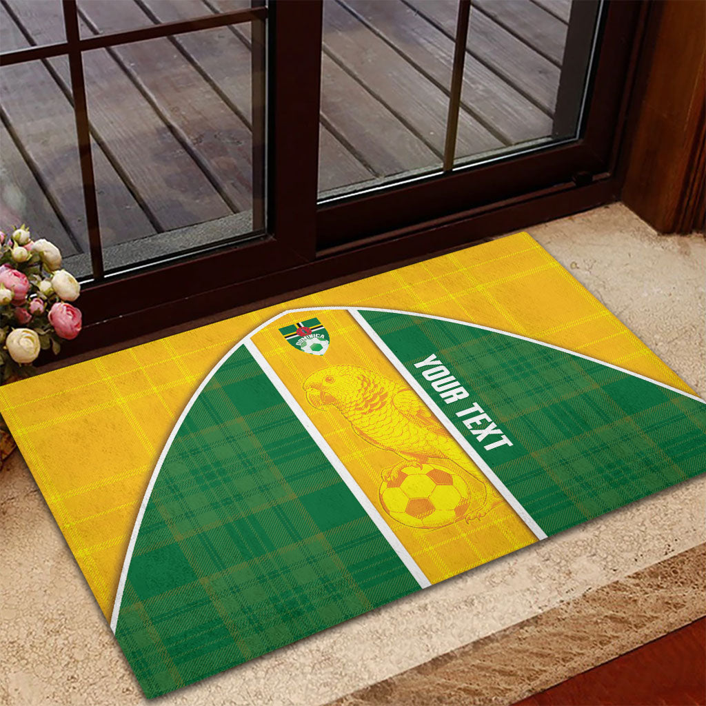 Dominica Football 2026 Custom Rubber Doormat Sisserou Parrot Madras Pattern