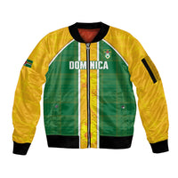 Dominica Football 2026 Custom Sleeve Zip Bomber Jacket Sisserou Parrot Madras Pattern