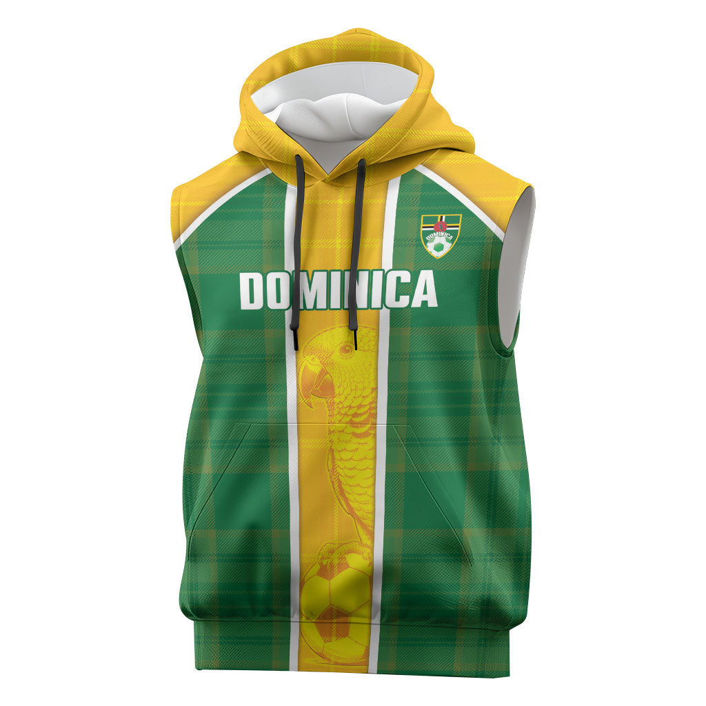 Dominica Football 2026 Custom Sleeveless Hoodie Sisserou Parrot Madras Pattern