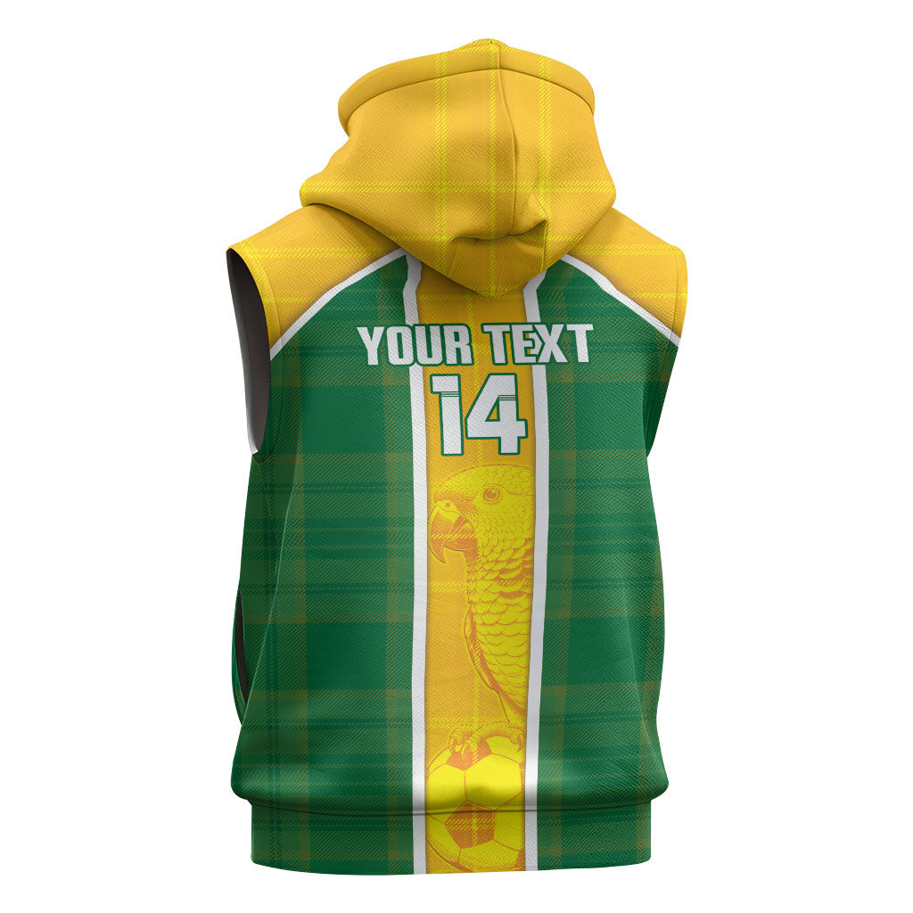 Dominica Football 2026 Custom Sleeveless Hoodie Sisserou Parrot Madras Pattern