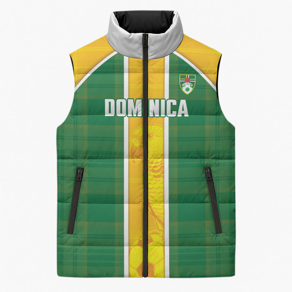 Dominica Football 2026 Custom Sleeveless Puffer Jacket Sisserou Parrot Madras Pattern