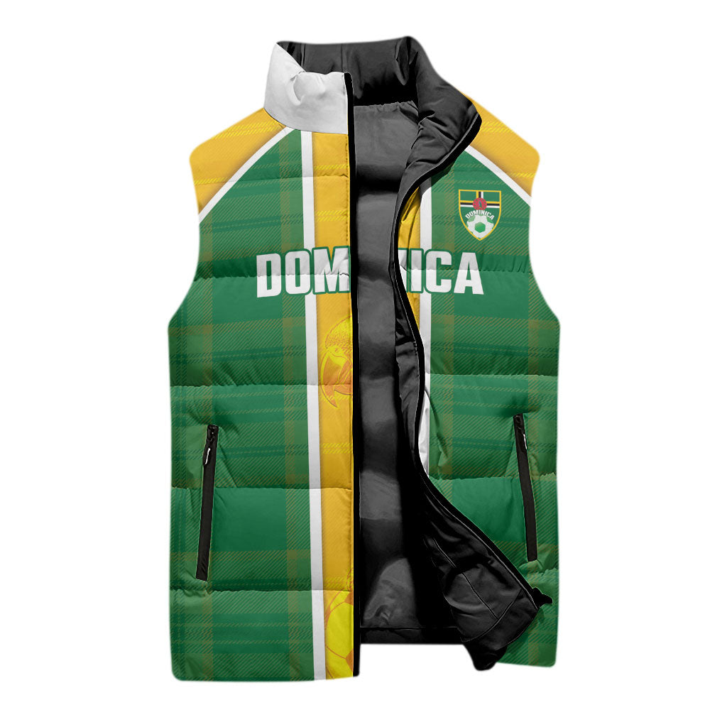 Dominica Football 2026 Custom Sleeveless Puffer Jacket Sisserou Parrot Madras Pattern