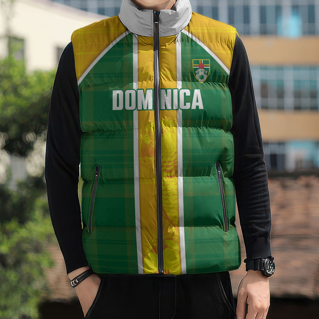 Dominica Football 2026 Custom Sleeveless Puffer Jacket Sisserou Parrot Madras Pattern