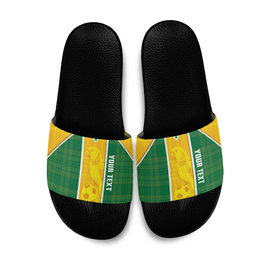 Dominica Football 2026 Custom Slide Sandals Sisserou Parrot Madras Pattern