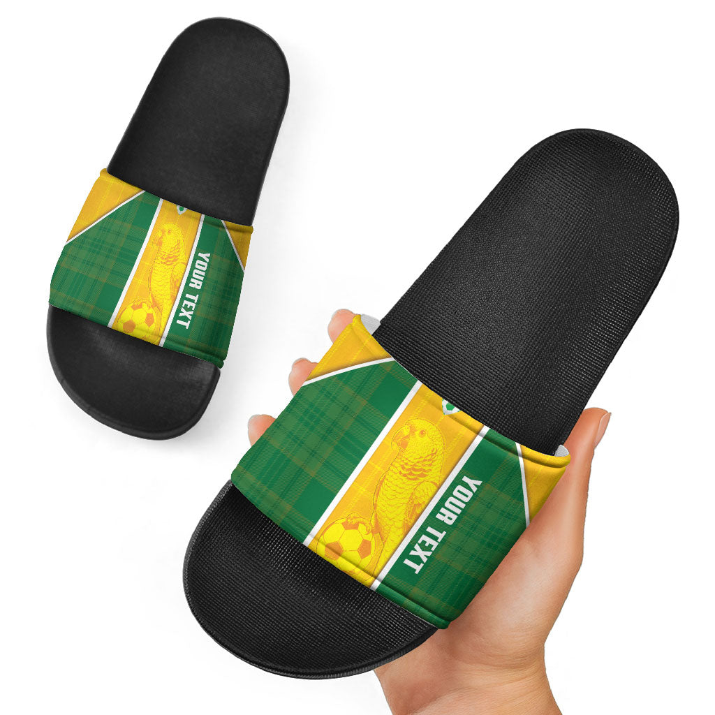 Dominica Football 2026 Custom Slide Sandals Sisserou Parrot Madras Pattern
