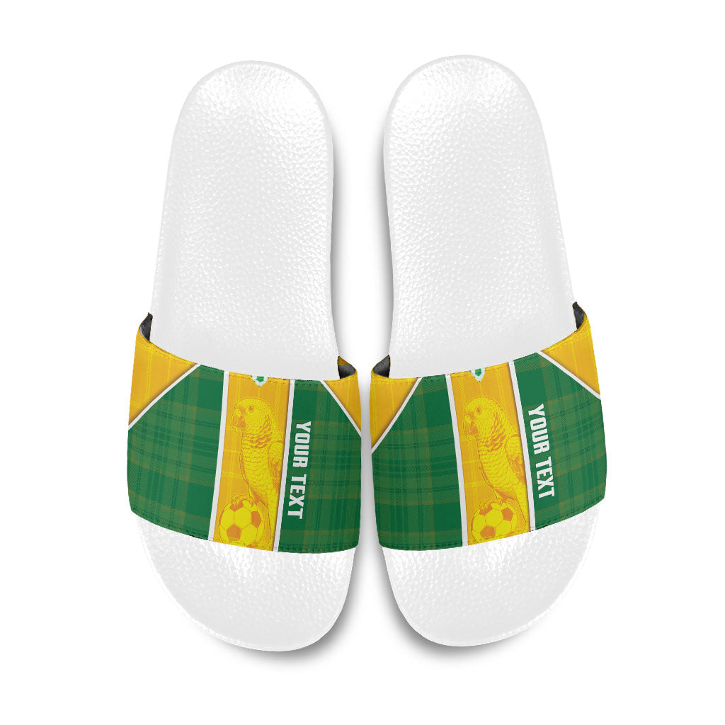 Dominica Football 2026 Custom Slide Sandals Sisserou Parrot Madras Pattern