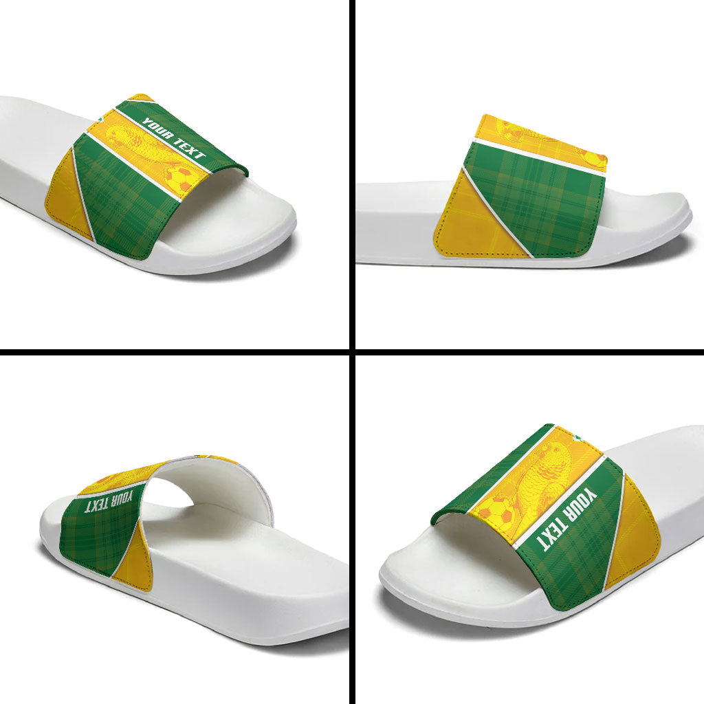 Dominica Football 2026 Custom Slide Sandals Sisserou Parrot Madras Pattern