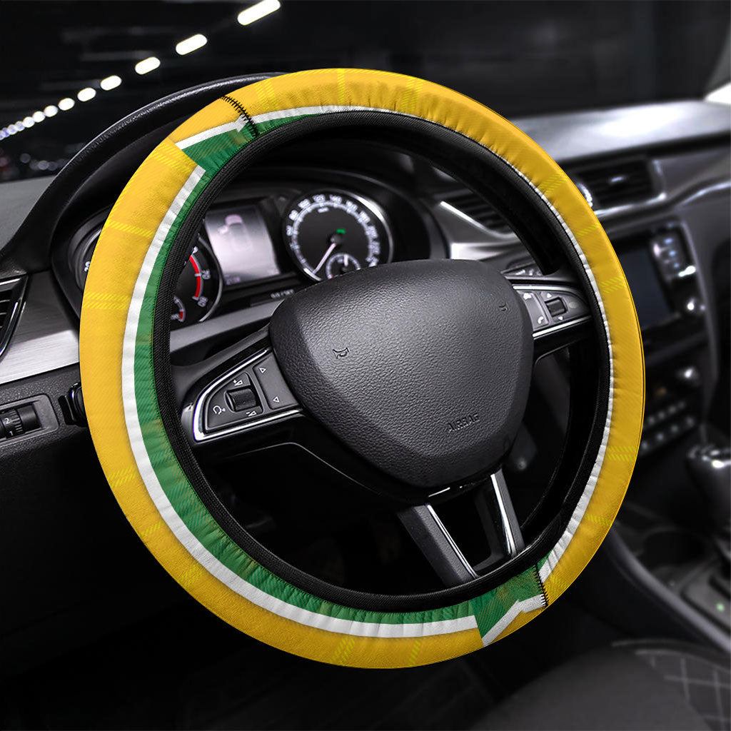 Dominica Football 2026 Steering Wheel Cover Sisserou Parrot Madras Pattern