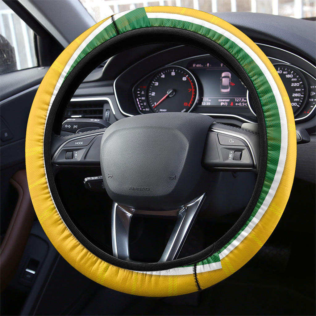 Dominica Football 2026 Steering Wheel Cover Sisserou Parrot Madras Pattern
