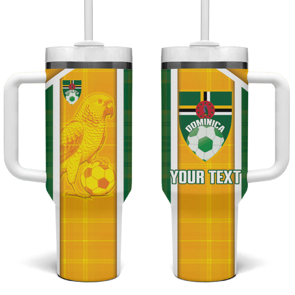 Dominica Football 2026 Custom Tumbler With Handle Sisserou Parrot Madras Pattern