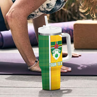 Dominica Football 2026 Custom Tumbler With Handle Sisserou Parrot Madras Pattern