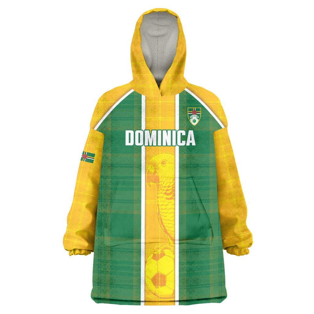 Dominica Football 2026 Custom Wearable Blanket Hoodie Sisserou Parrot Madras Pattern