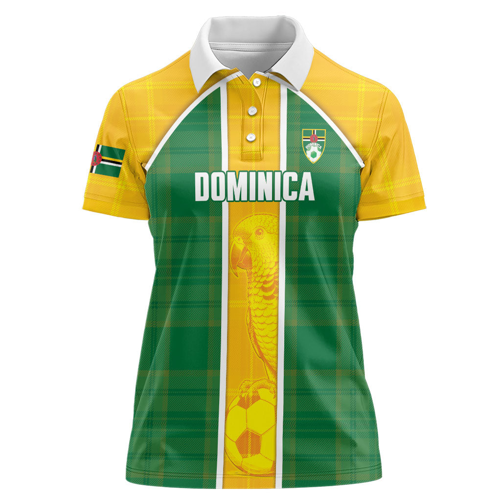 Dominica Football 2026 Custom Women Polo Shirt Sisserou Parrot Madras Pattern