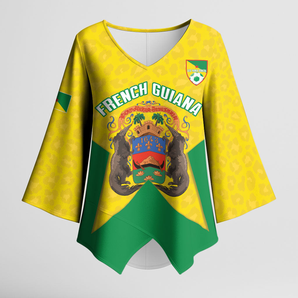 French Guiana Football 2026 Custom Kimono Sleeve Blouse Allez Les Yana Dokos