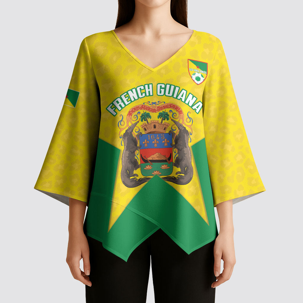 French Guiana Football 2026 Custom Kimono Sleeve Blouse Allez Les Yana Dokos