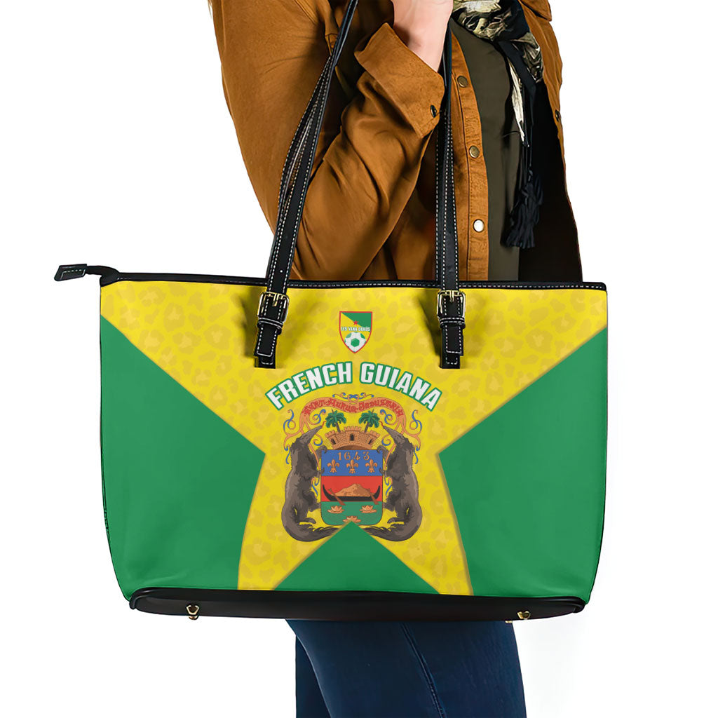 French Guiana Football 2026 Leather Tote Bag Allez Les Yana Dokos