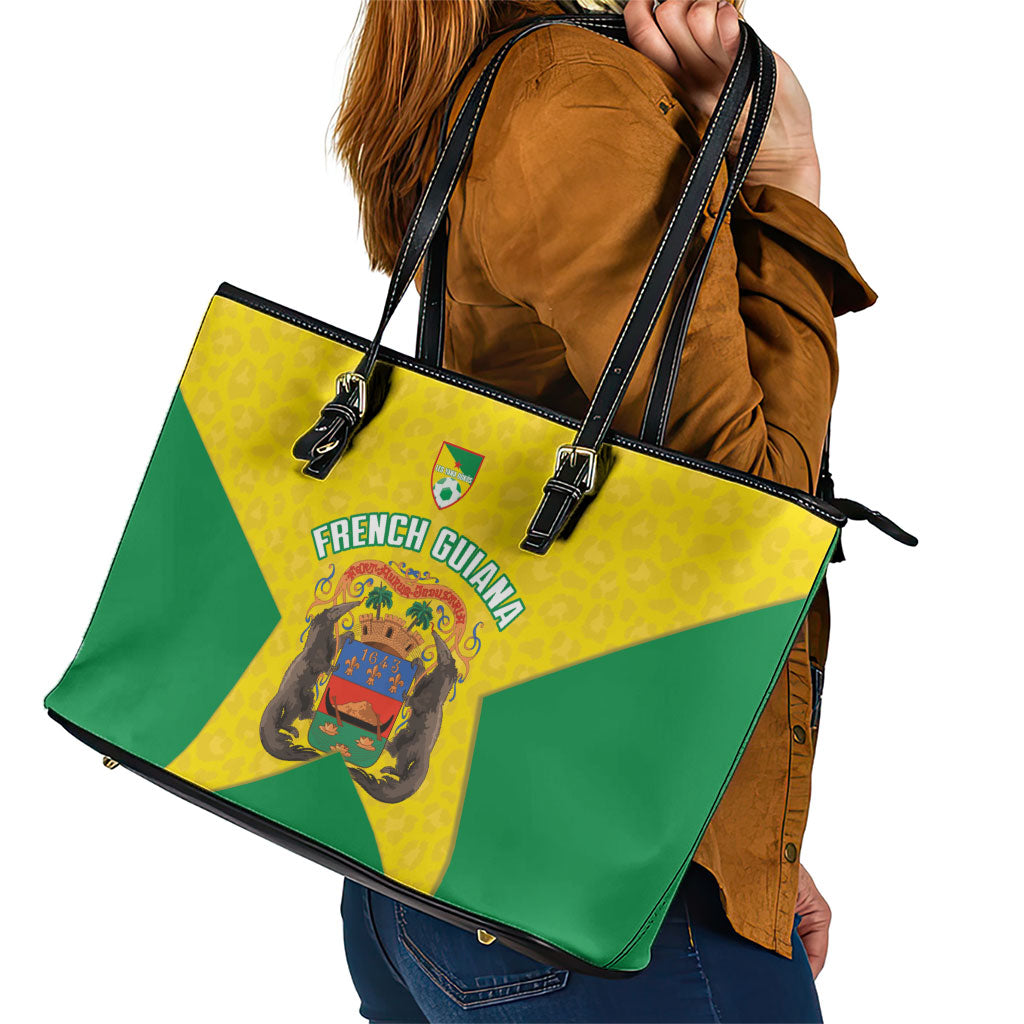 French Guiana Football 2026 Leather Tote Bag Allez Les Yana Dokos