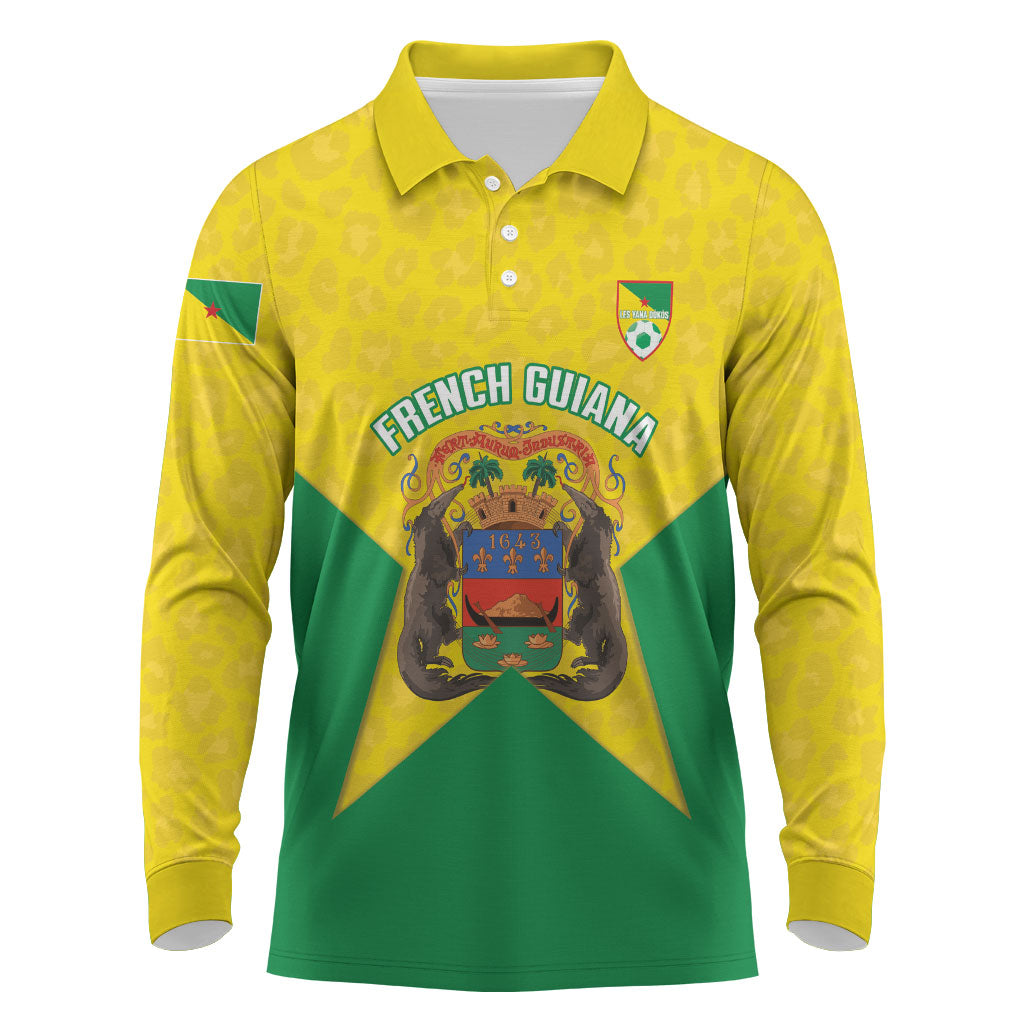 French Guiana Football 2026 Custom Long Sleeve Polo Shirt Allez Les Yana Dokos