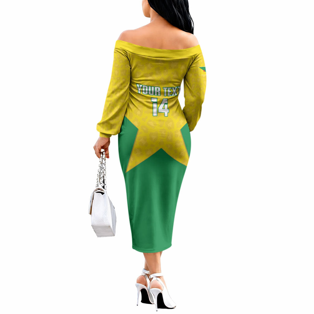 French Guiana Football 2026 Custom Off The Shoulder Long Sleeve Dress Allez Les Yana Dokos