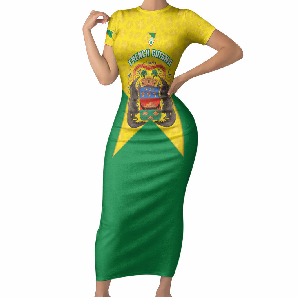 French Guiana Football 2026 Custom Short Sleeve Bodycon Dress Allez Les Yana Dokos