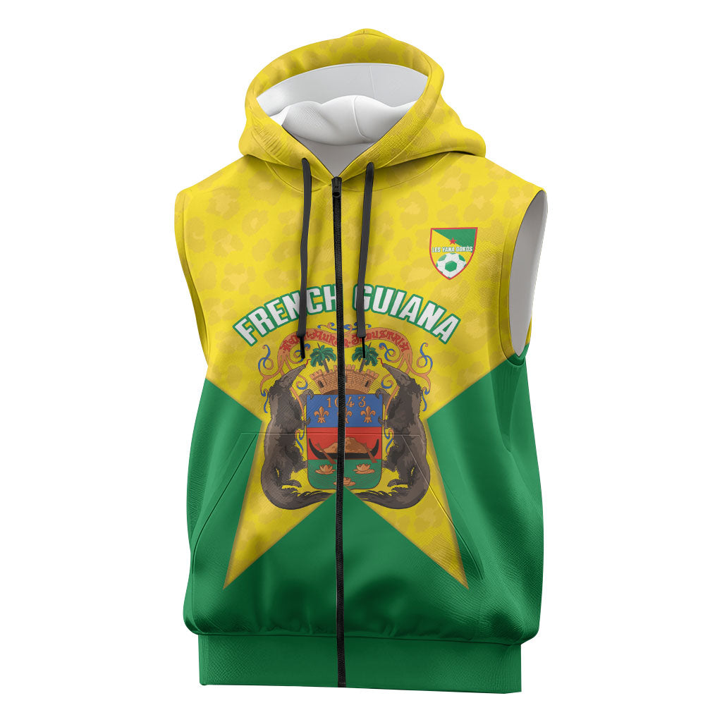 French Guiana Football 2026 Custom Sleeveless Zip Hoodie Allez Les Yana Dokos