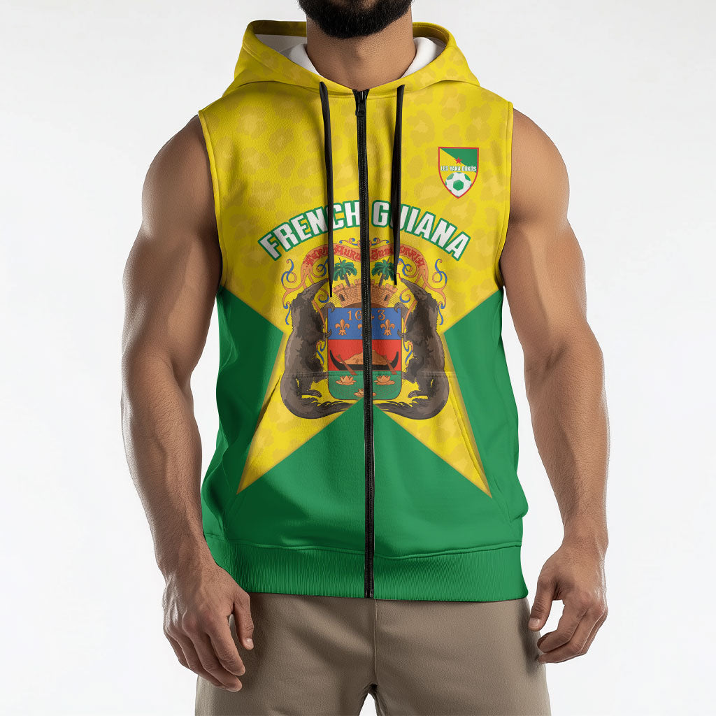 French Guiana Football 2026 Custom Sleeveless Zip Hoodie Allez Les Yana Dokos