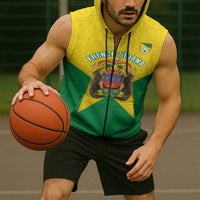 French Guiana Football 2026 Custom Sleeveless Zip Hoodie Allez Les Yana Dokos