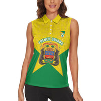 French Guiana Football 2026 Custom Women Sleeveless Polo Shirt Allez Les Yana Dokos