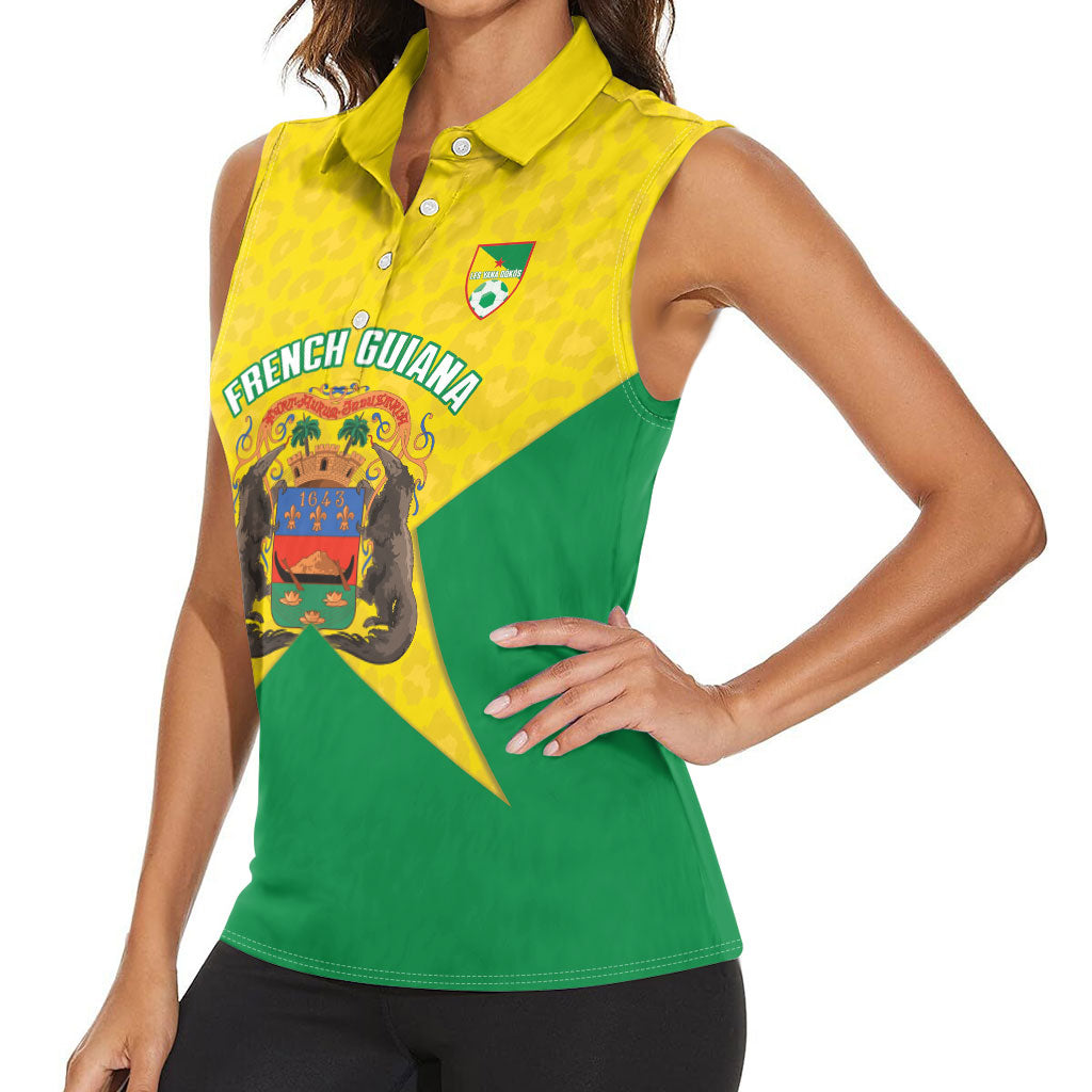 French Guiana Football 2026 Custom Women Sleeveless Polo Shirt Allez Les Yana Dokos