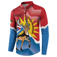 Personalised Antigua and Barbuda Independence Day Button Sweatshirt Fallow Deer With Flag - Wonder Print Shop