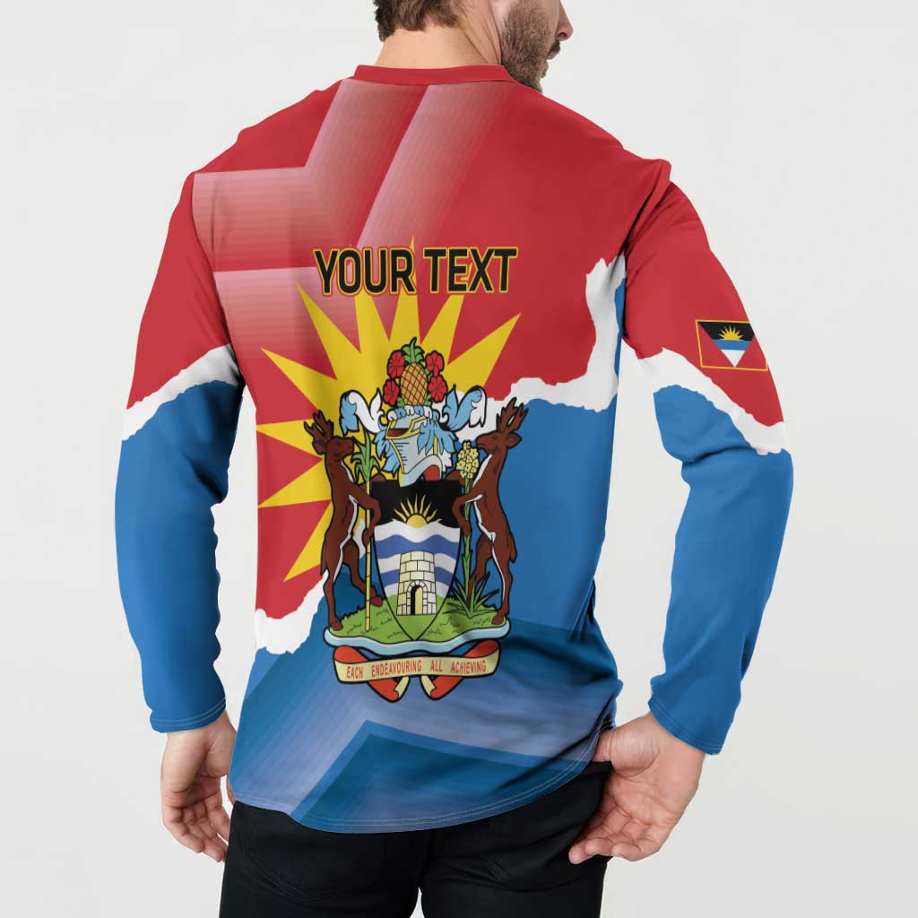 Personalised Antigua and Barbuda Independence Day Button Sweatshirt Fallow Deer With Flag - Wonder Print Shop