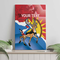 Personalised Antigua and Barbuda Independence Day Canvas Wall Art Fallow Deer With Flag - Wonder Print Shop