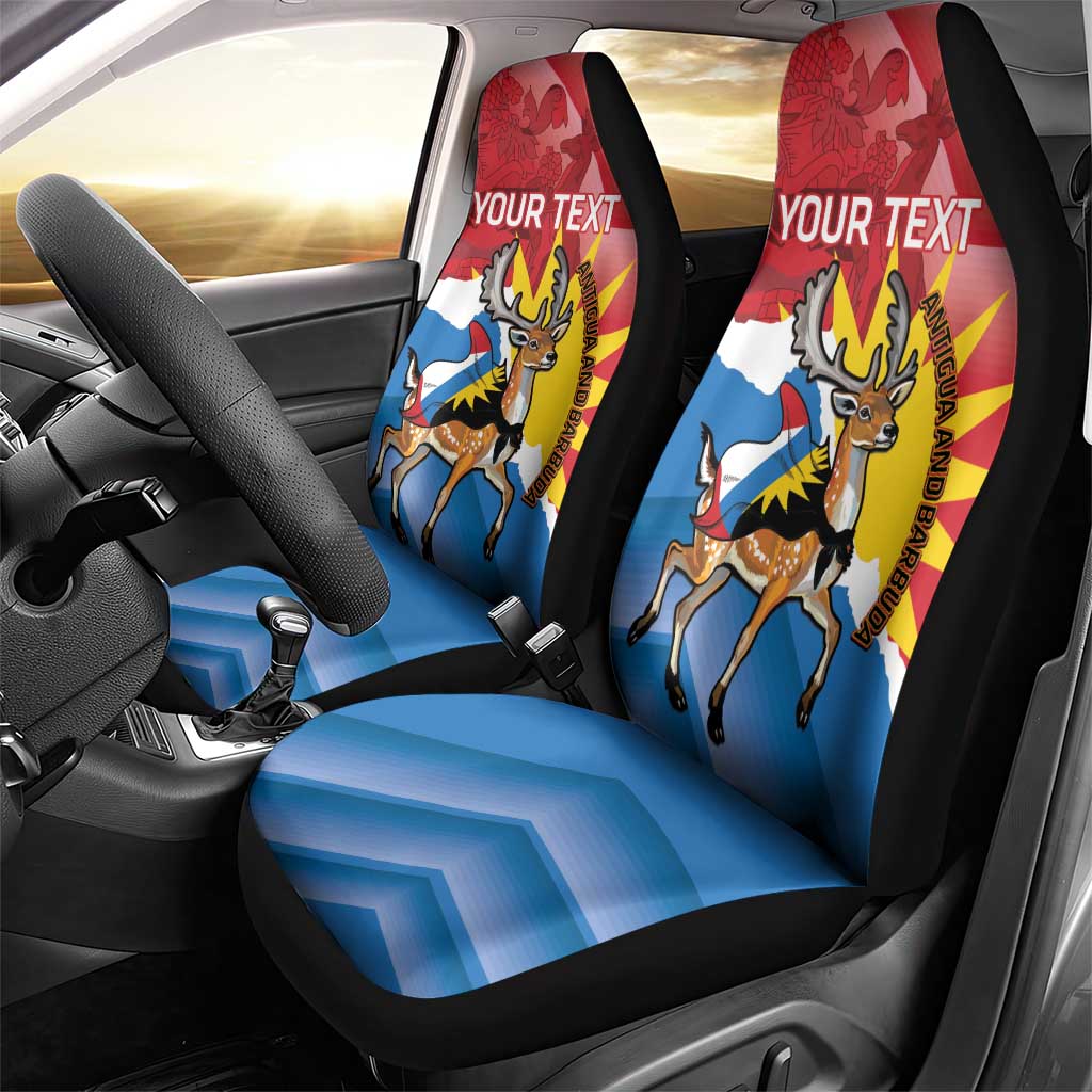 Personalised Antigua and Barbuda Independence Day Car Seat Cover Fallow Deer With Flag - Wonder Print Shop