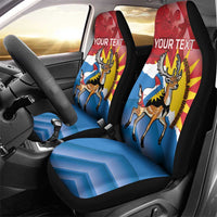 Personalised Antigua and Barbuda Independence Day Car Seat Cover Fallow Deer With Flag - Wonder Print Shop