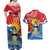 Personalised Antigua and Barbuda Independence Day Couples Matching Off Shoulder Maxi Dress and Hawaiian Shirt Fallow Deer With Flag - Wonder Print Shop