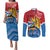 Personalised Antigua and Barbuda Independence Day Couples Matching Puletasi and Long Sleeve Button Shirt Fallow Deer With Flag - Wonder Print Shop