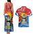 Personalised Antigua and Barbuda Independence Day Couples Matching Tank Maxi Dress and Hawaiian Shirt Fallow Deer With Flag - Wonder Print Shop