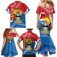 Personalised Antigua and Barbuda Independence Day Family Matching Mermaid Dress and Hawaiian Shirt Fallow Deer With Flag - Wonder Print Shop