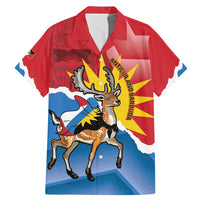 Personalised Antigua and Barbuda Independence Day Family Matching Mermaid Dress and Hawaiian Shirt Fallow Deer With Flag - Wonder Print Shop