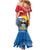 Personalised Antigua and Barbuda Independence Day Family Matching Mermaid Dress and Hawaiian Shirt Fallow Deer With Flag - Wonder Print Shop