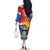 Personalised Antigua and Barbuda Independence Day Family Matching Off The Shoulder Long Sleeve Dress and Hawaiian Shirt Fallow Deer With Flag - Wonder Print Shop
