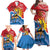 Personalised Antigua and Barbuda Independence Day Family Matching Off Shoulder Maxi Dress and Hawaiian Shirt Fallow Deer With Flag - Wonder Print Shop