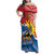 Personalised Antigua and Barbuda Independence Day Family Matching Off Shoulder Maxi Dress and Hawaiian Shirt Fallow Deer With Flag - Wonder Print Shop