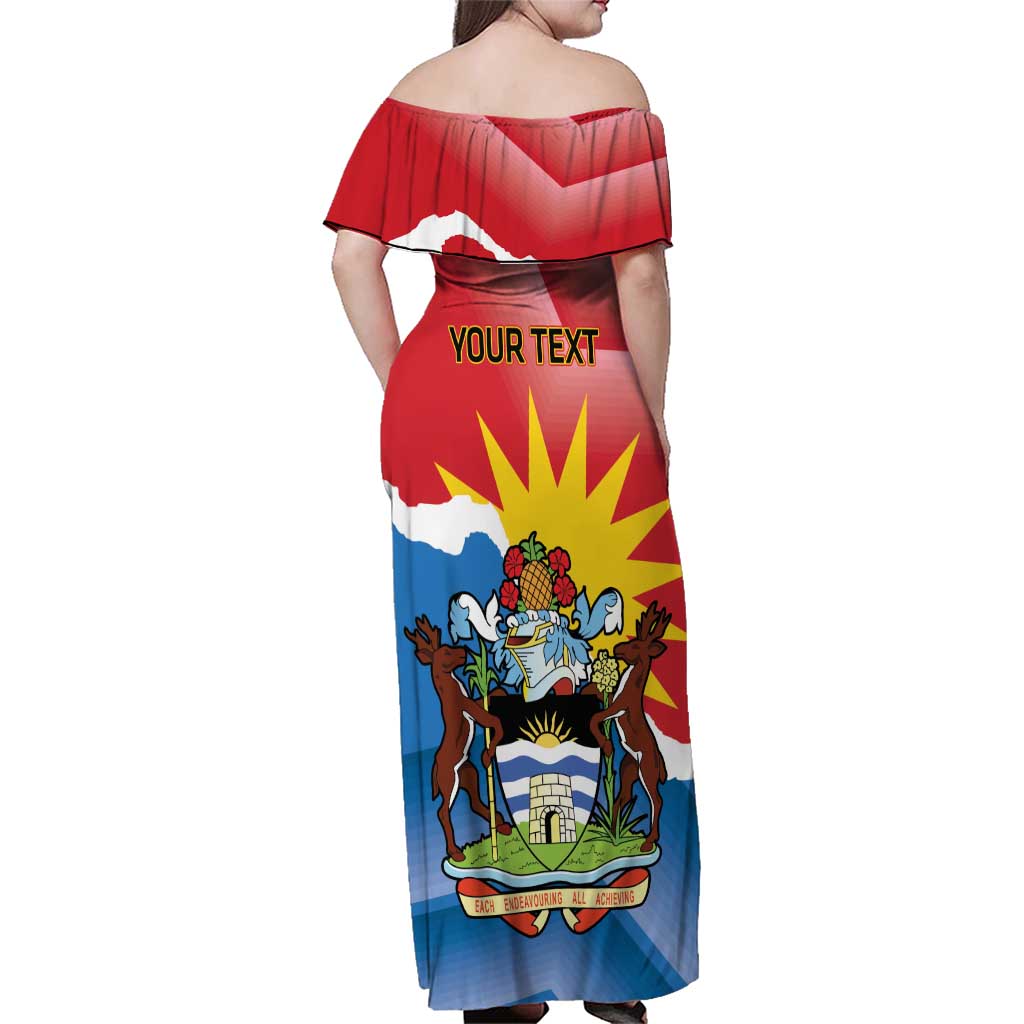 Personalised Antigua and Barbuda Independence Day Family Matching Off Shoulder Maxi Dress and Hawaiian Shirt Fallow Deer With Flag - Wonder Print Shop