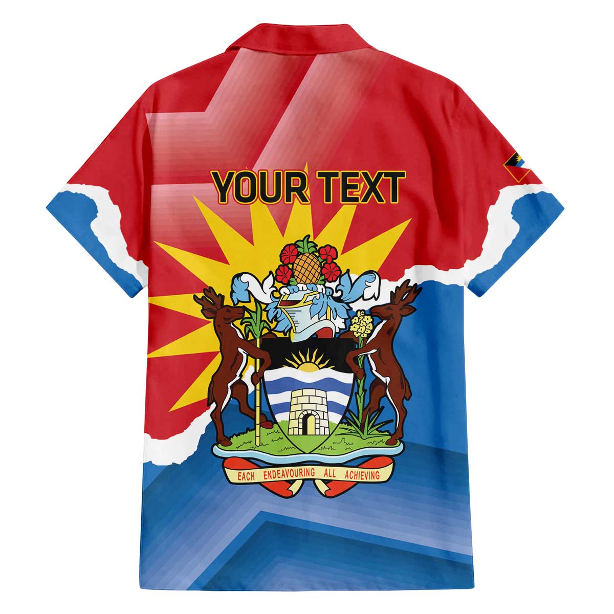 Personalised Antigua and Barbuda Independence Day Family Matching Off Shoulder Short Dress and Hawaiian Shirt Fallow Deer With Flag - Wonder Print Shop